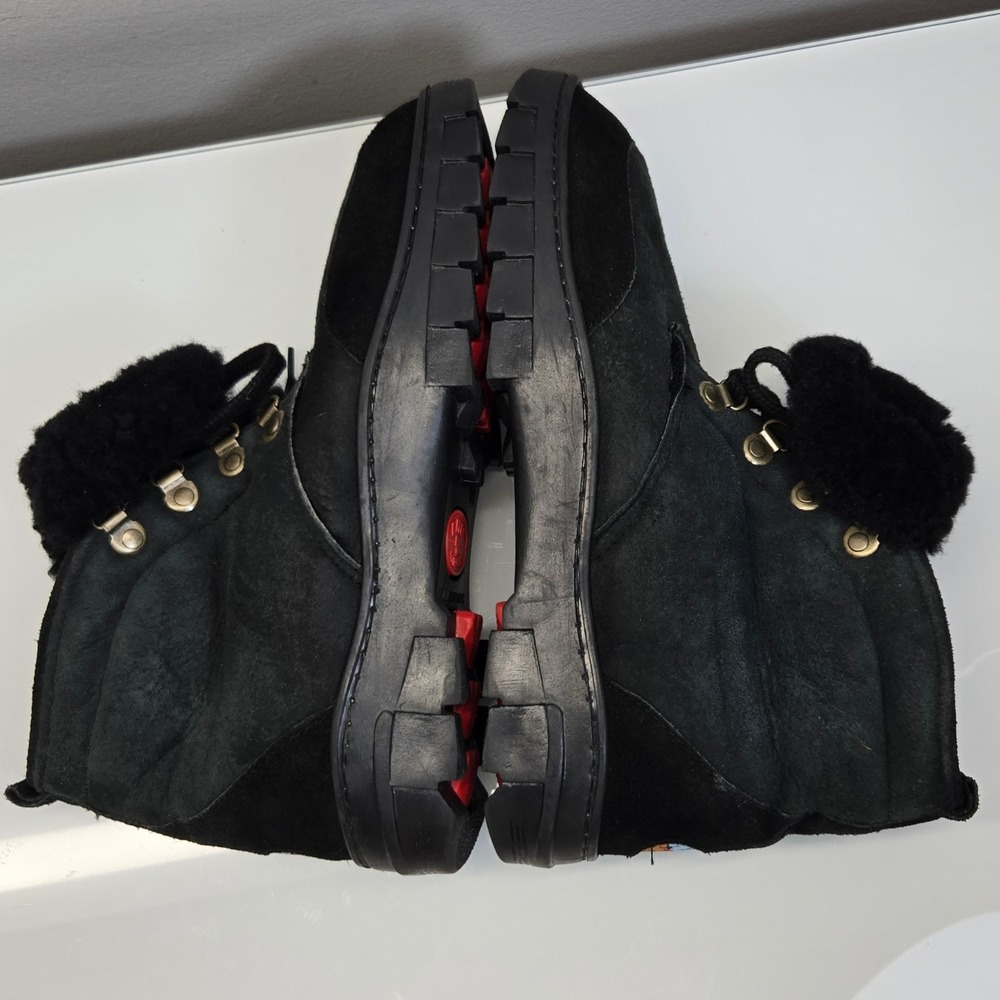 Vintage 90s EMU Ridge Sheepskin Boots Women 10 Black Suede Shearling Hiking Warm - Picture 9 of 9